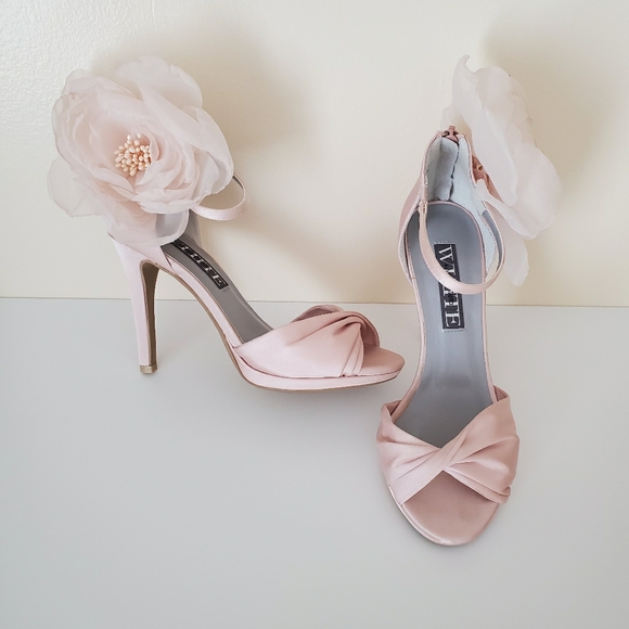 blush pink satin heels